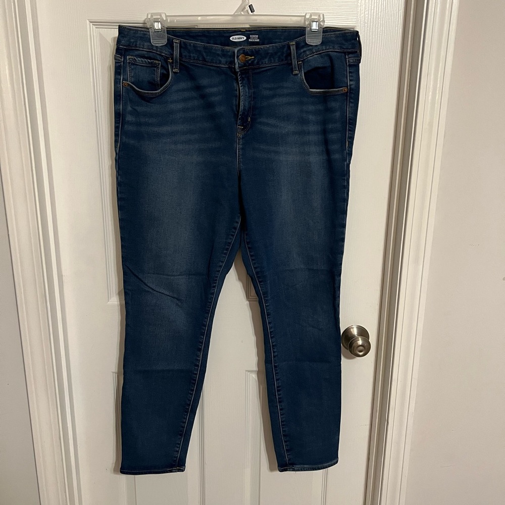 Blue skinny jeans with built in warm layer
